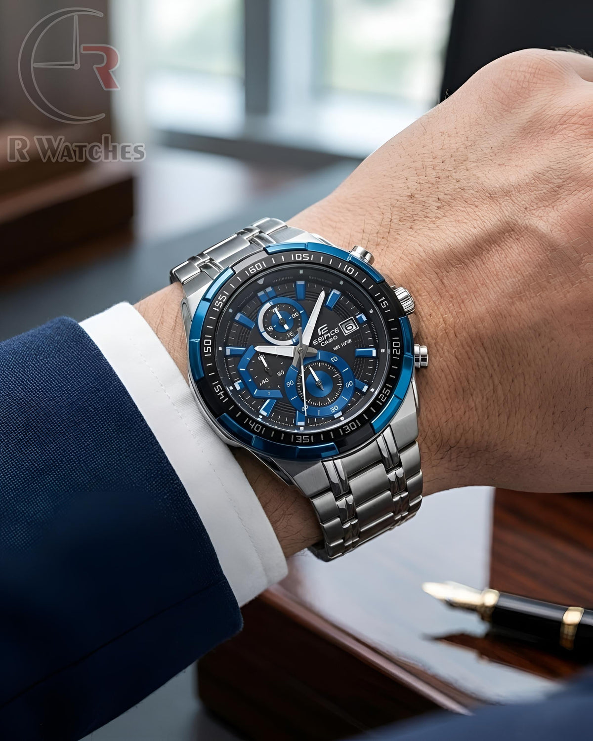 Edifice Silver Blue – Premium Luxury Chronograph Watch