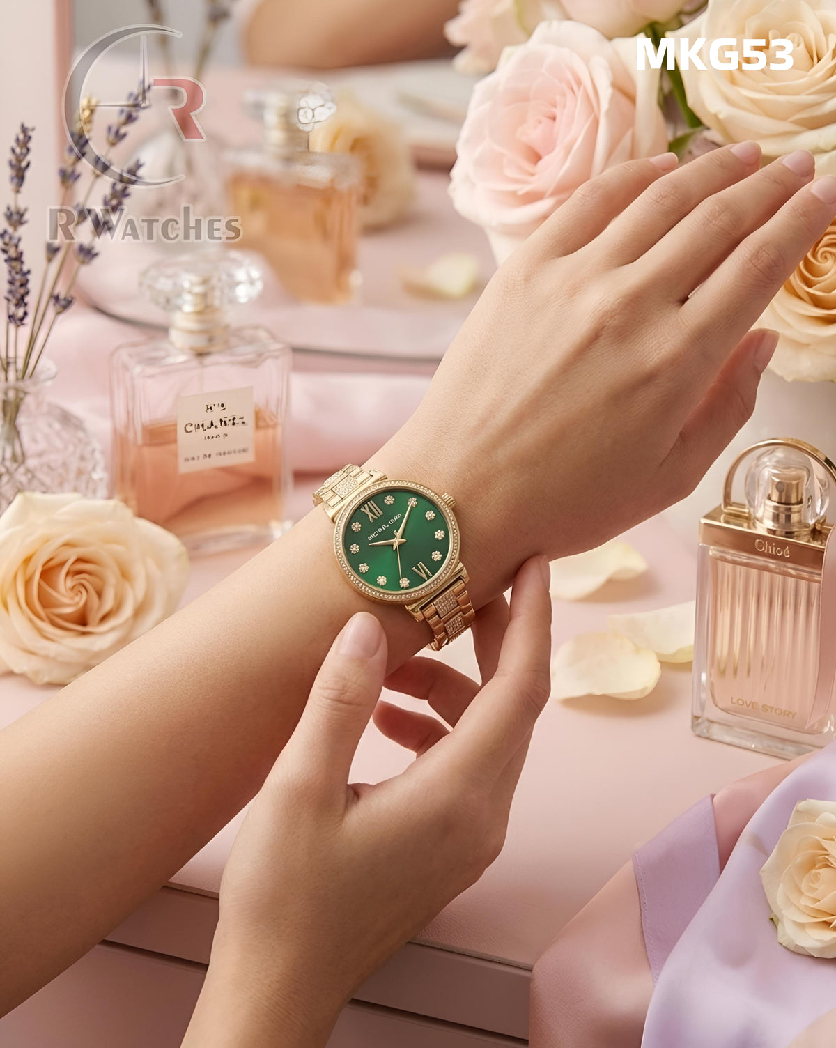 (SS)🖤 Mk Girls Diamond Gold Green (MKG53)