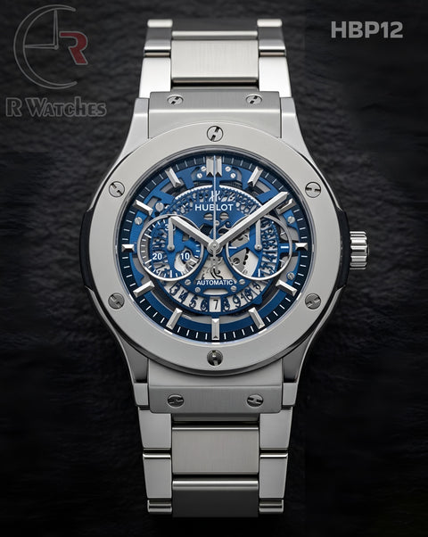 (OS)🖤⭐ Hublot Machinery Silver Nevy Blue Dial (HBP12)