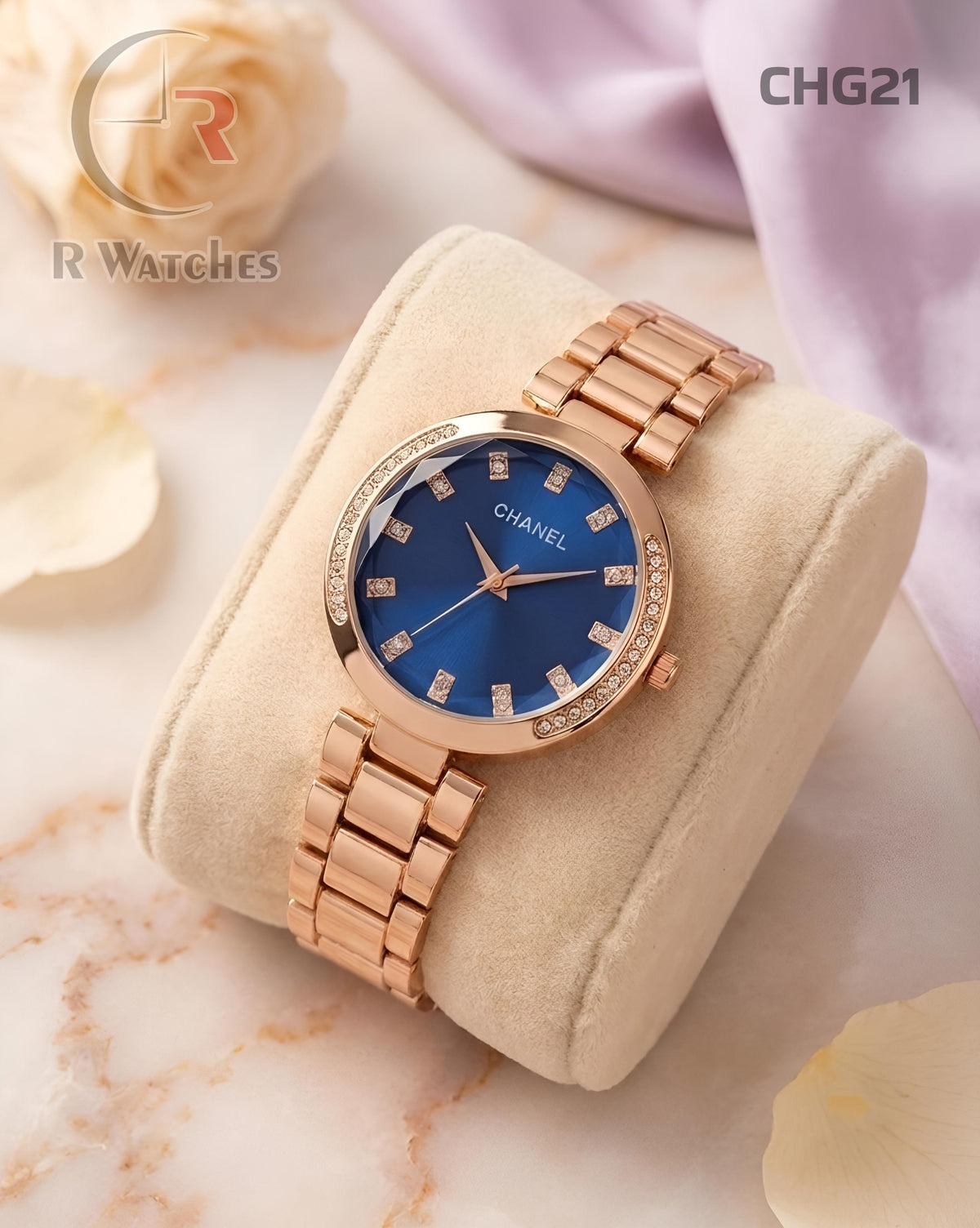 (SS)🖤⭐ Chanel girls rose gold blue dimond (CHG21)