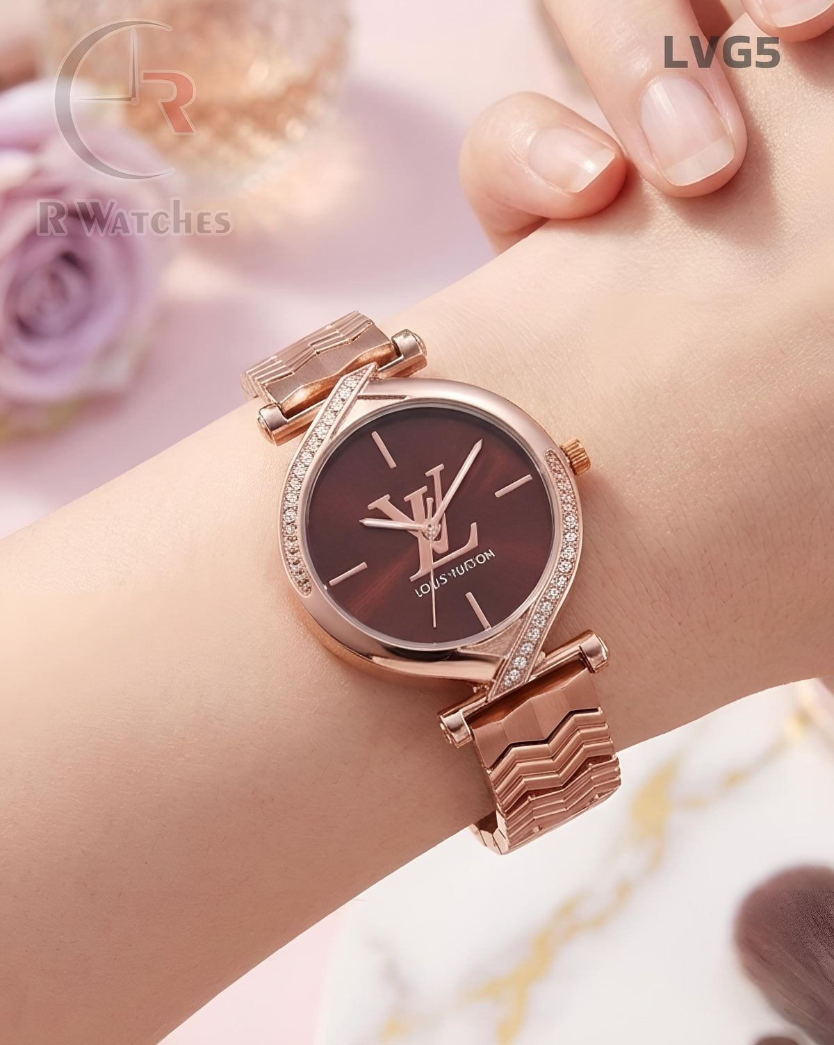 (OS)🖤⭐ LV Girls Rose Gold Brown Dial (LVG5)
