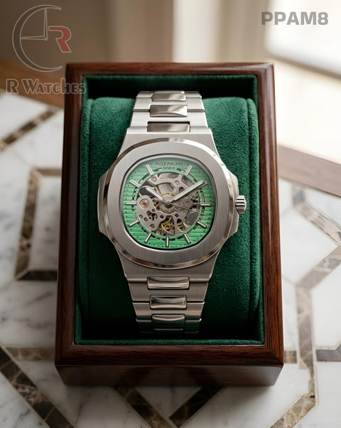 (OS)🖤⭐ Patek Philippe Automatic Silver New Colour (PPAM8)