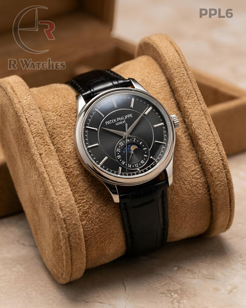 (OS)🖤 Patek Philippe Leather Silver Black (PPL6)