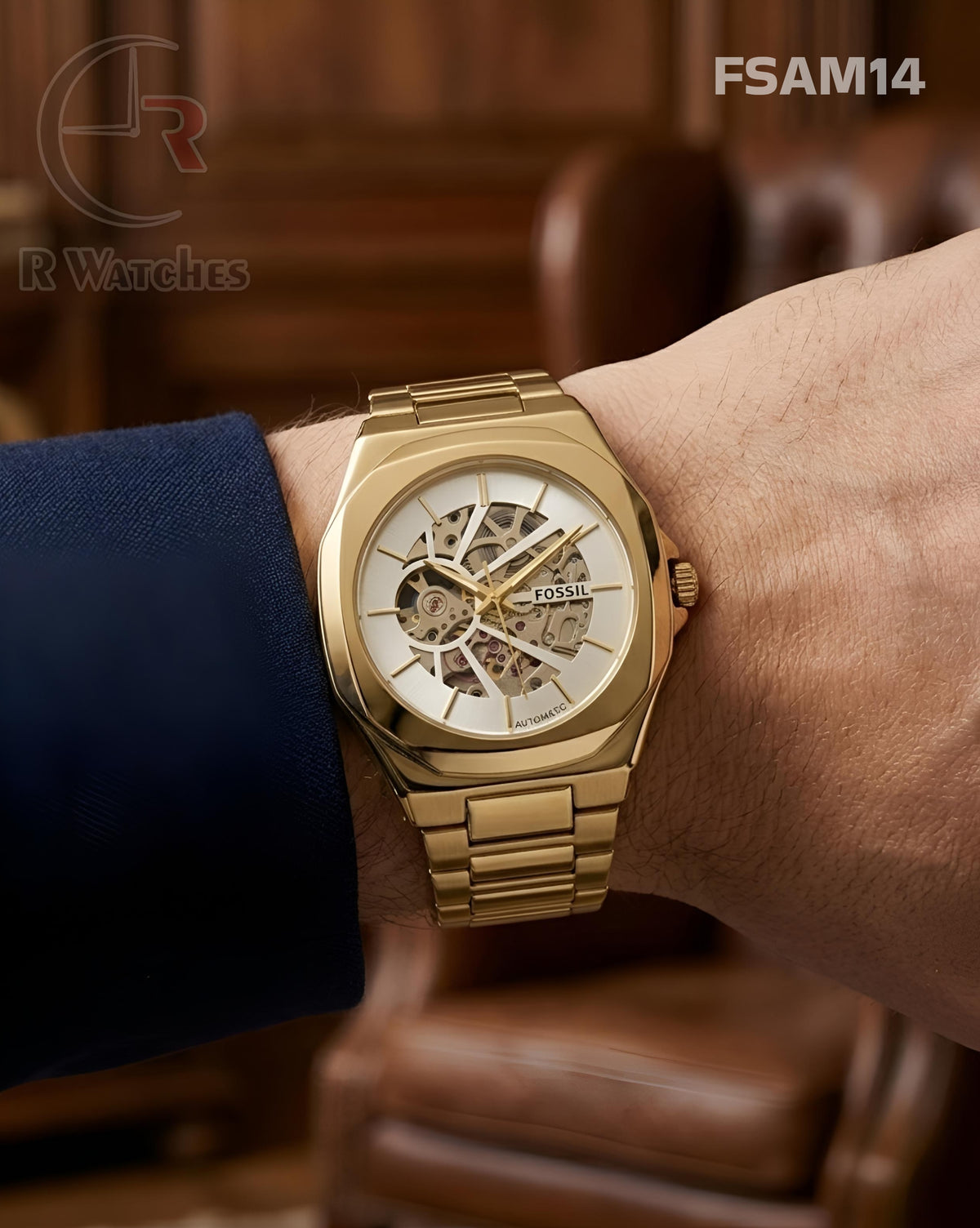 (OS)🖤⬆️ Fossil Automatic Gold White (FSAM14)