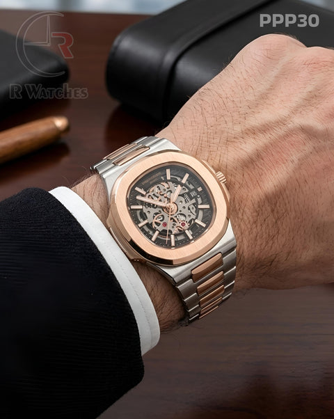 (OS2)🖤⭐ Patek Philippe Machinery Rose Gold Black (PPP30)