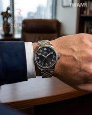 (OS)🖤⬆️⭐🔁 IWC Automatic Silver Black Dial (IWAM1)