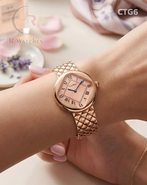 (OS)🖤⭐ Cartier Girls Rose Gold Pink Roman Dial (CTG6)