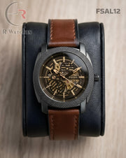 (OS)🖤⬆️ Fossil Automatic Leather Brown Black (FSAL12)