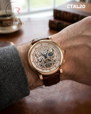(OS2)🖤⭐ Cartier Automatic Leather Rose Gold White (CTAL20)