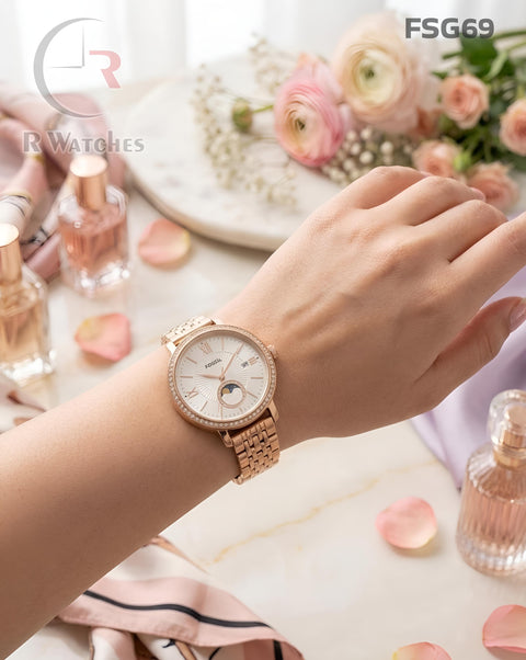 (SS)🖤 Fossil Girls Diamond Rose Gold White (FSG69)