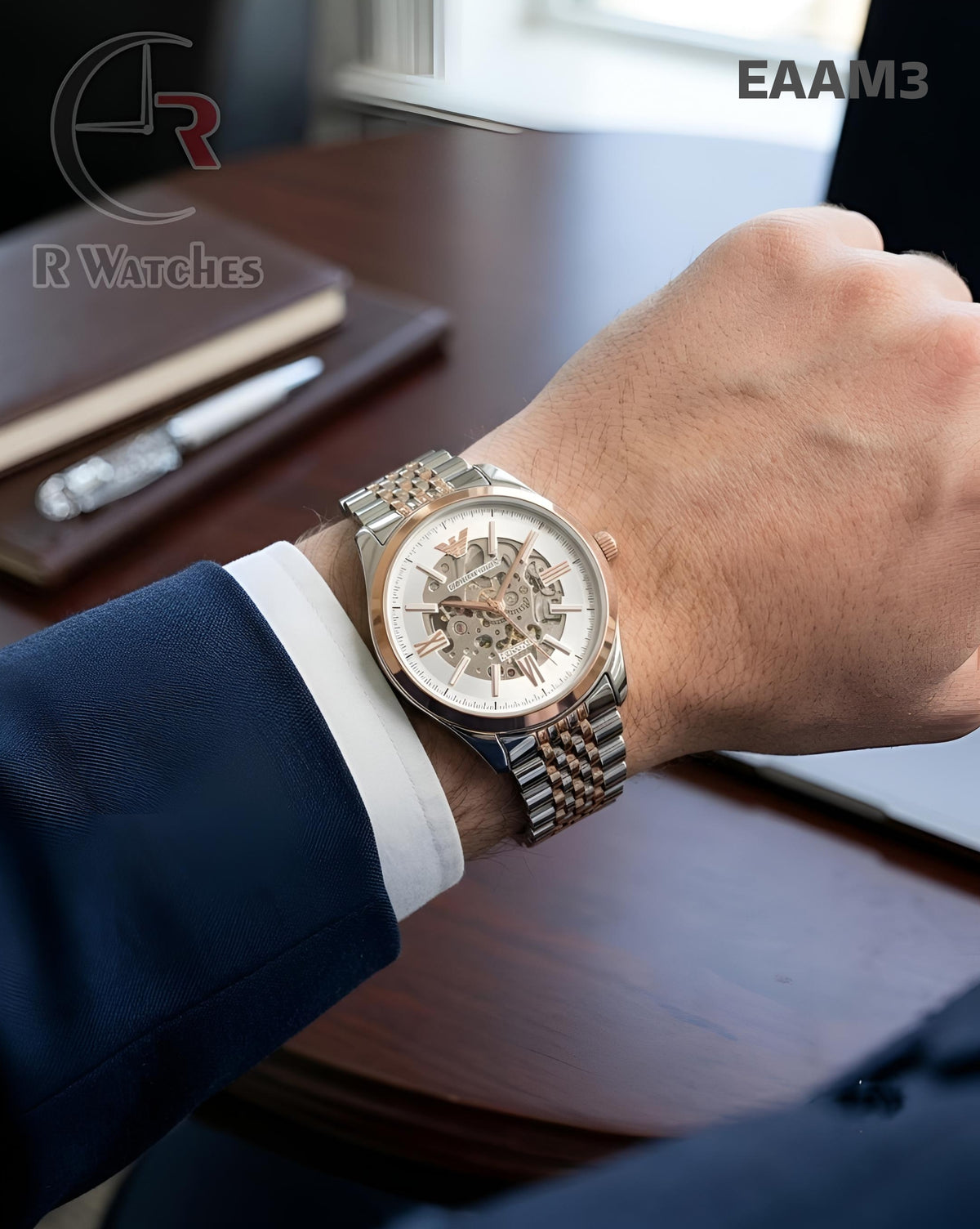 (OS)🖤⭐ Armani Automatic Rose Gold White (EAAM3)