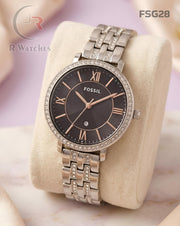 (OS)🖤⭐ Fossil Girls Silver Black Dial (FSG28)