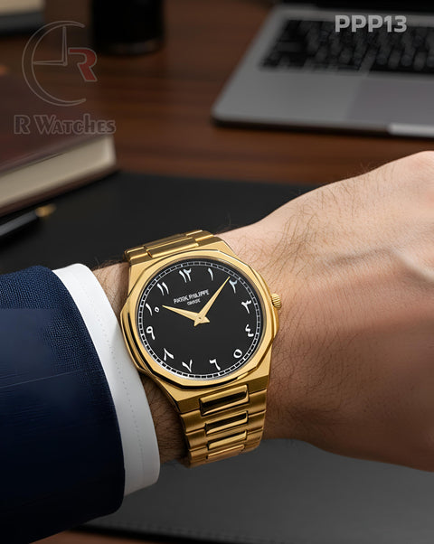 (OS)🖤⭐ Patek Philippe Gold Black Arabic Dial (PPP13)