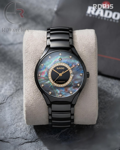 (OS)🖤⭐ Rado Black Metal Rainbow Dial (RDP15)