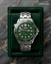 (OS)🖤⬆️🔁 Omega Automatic Seamaster Silver Green (OMAM1)