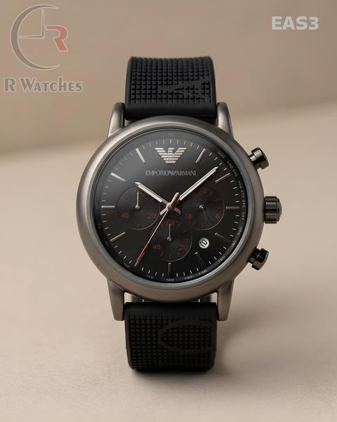 (OS)🖤⭐ Armani Silicon Black Red Dial (EAS3)