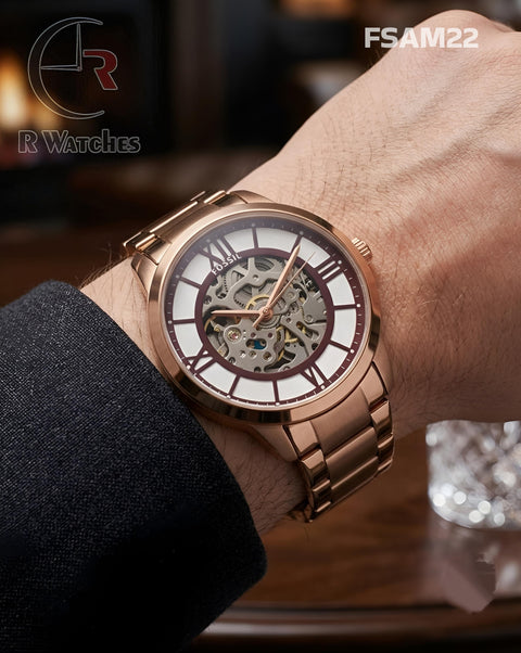 (SS)🖤⭐ Fossil Automatic Brown Rose Gold (FSAM22)