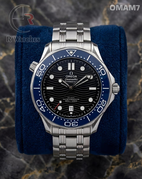 (OS2)🖤⭐ Omega automatic silver Black blue ring (OMAM7)