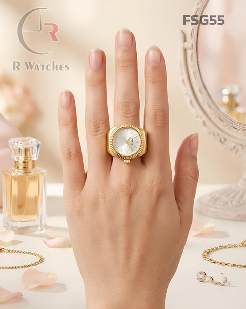 (SS)🖤 Fossil Girls Ring Circle Gold White (FSG55)