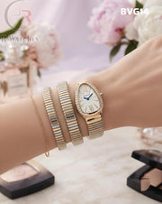 (SS)🖤⬆️⭐ Bvlgari Snake Girls Diamond Dual Tone White (BVG14)