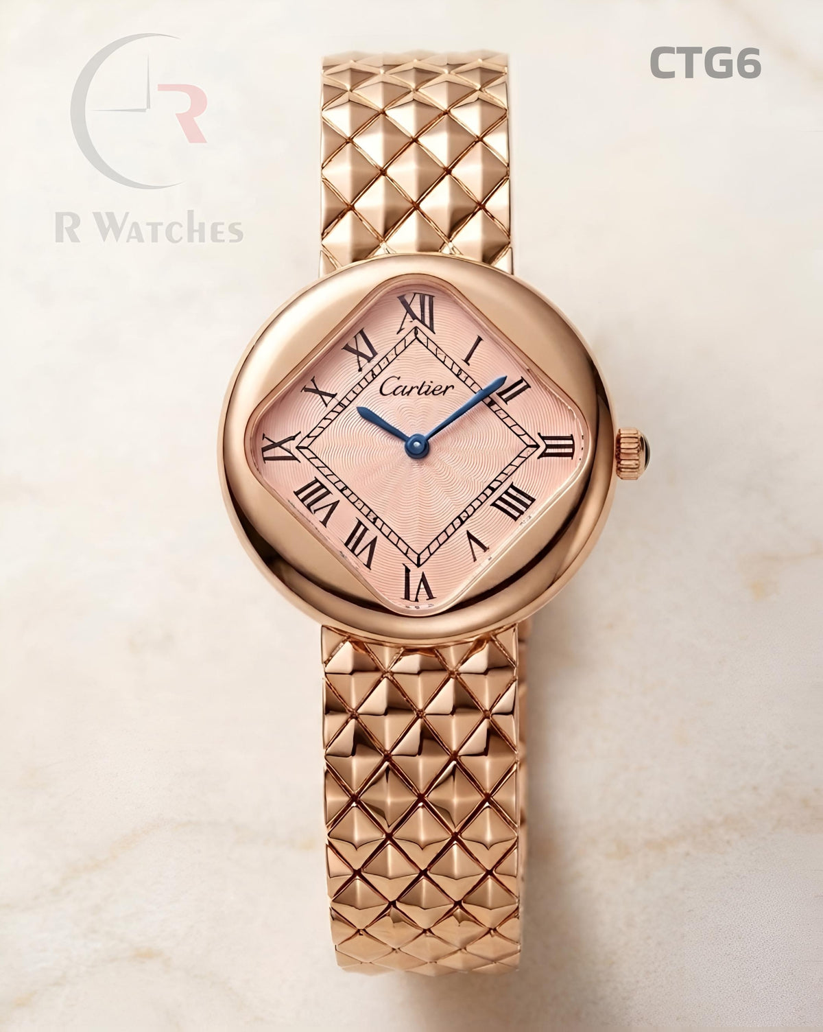 (OS)🖤⭐ Cartier Girls Rose Gold Pink Roman Dial (CTG6)