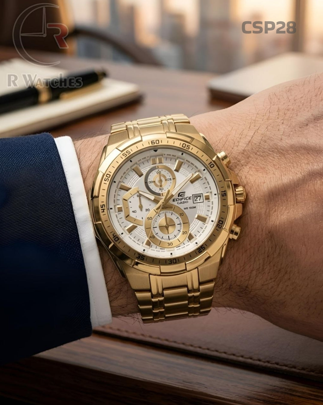 (SS)🖤 Casio Edifice Premium gold white dial (CSP28)