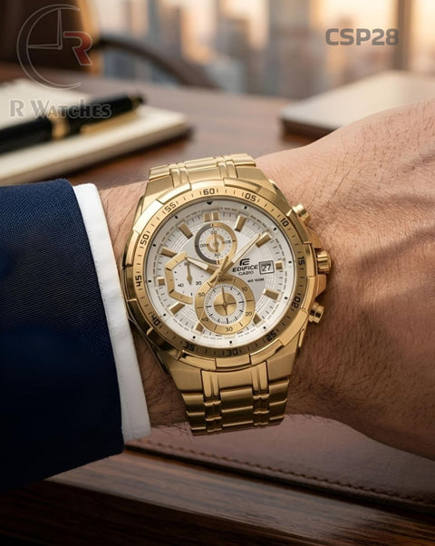(SS)🖤 Casio Edifice Premium gold white dial (CSP28)