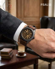 (OS)🖤⬆️ Fossil Automatic Leather Brown Black (FSAL12)