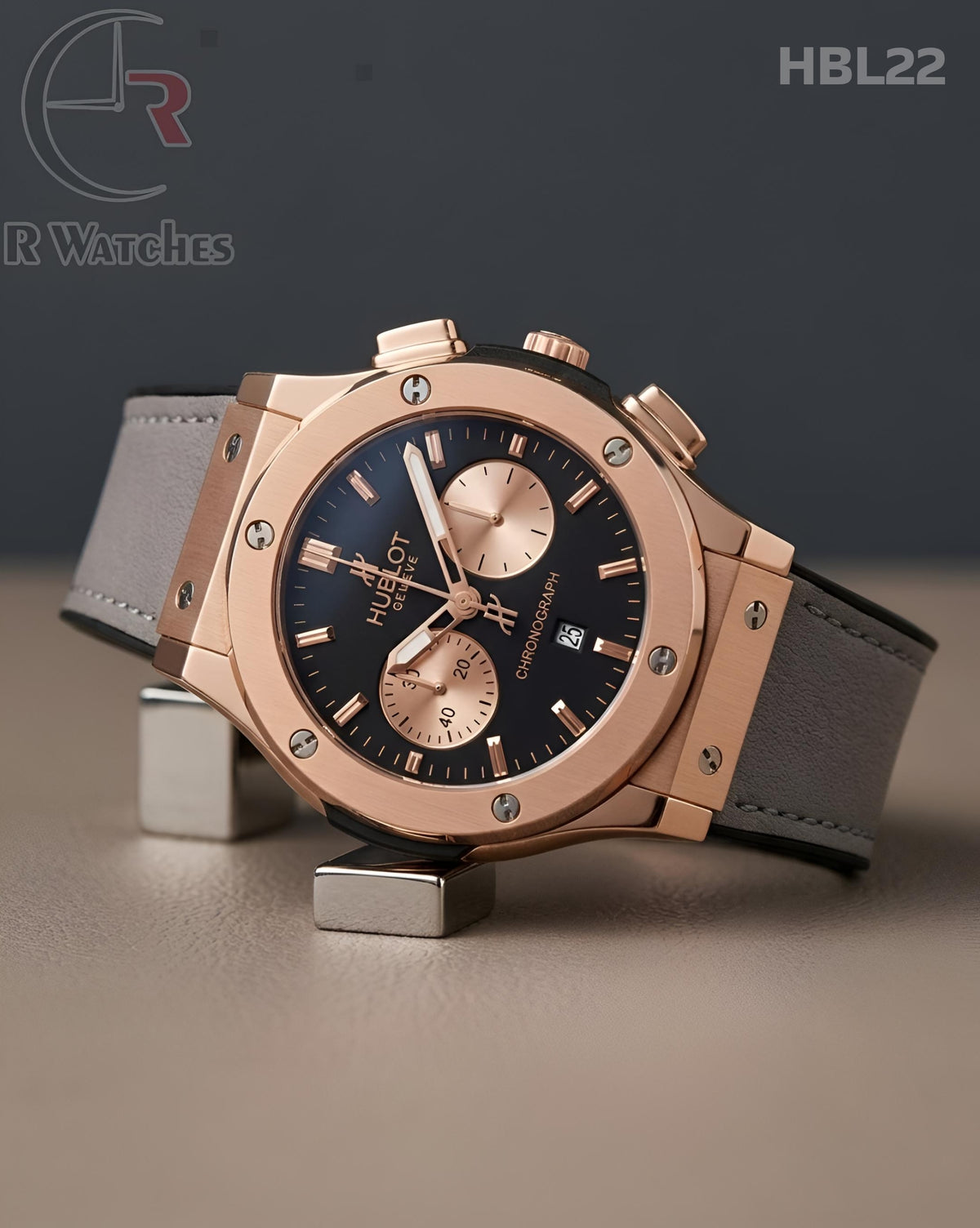 (OS2)🖤 Hublot Leather Rose Gold Grey (HBL22)