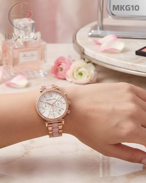 (OS)🖤⭐ MK Girls Rose Gold White Dial (MKG10)