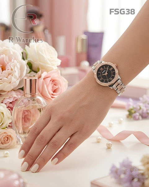 (OS)🖤⭐ Fossil girls dual tone black dimond (FSG38)