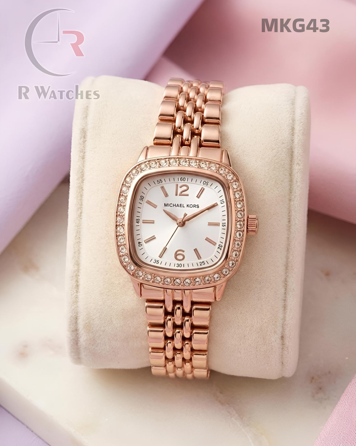 (OS)🖤⬆️🔁 MK Girls Rose gold white diamond (MKG43)