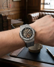 (OS)🖤⬆️ Hublot Automatic Leather Grey Silver Dial (HBAL1)