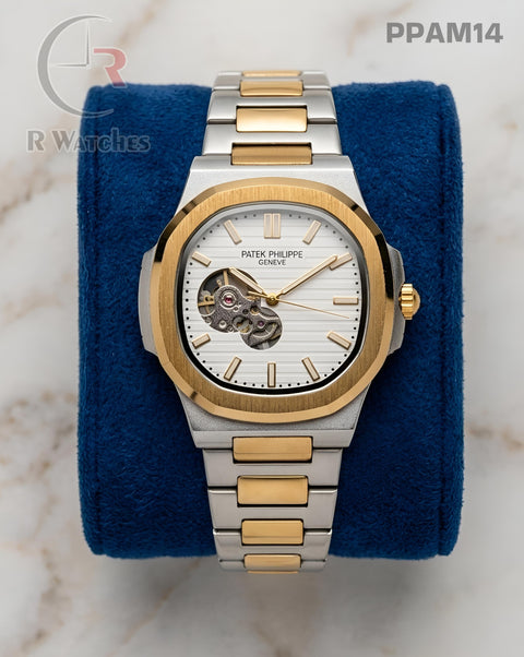 (OS)🖤⭐ Patek Philippe automatic dual tone White (PPAM14)
