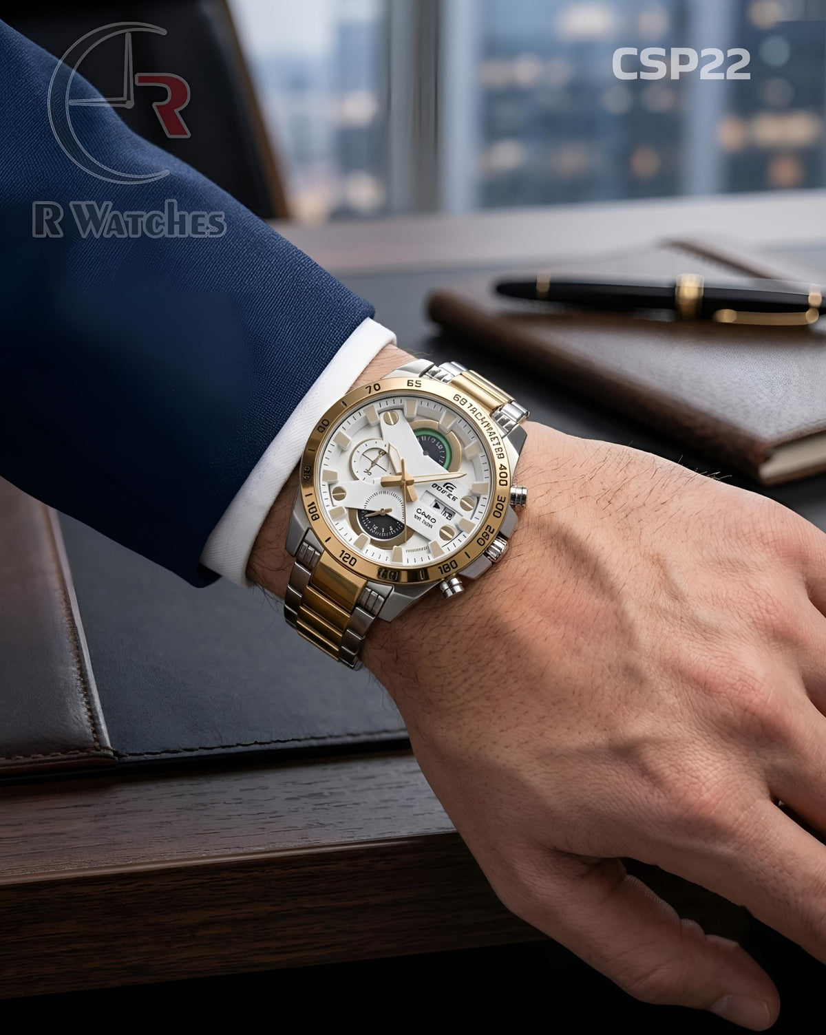 (OS2)🖤⭐ Casio Edifice Dual Tone white (CSP22)