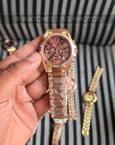 (OS)🖤⬆️⭐🔁 Michael kors girls dual tone brown dial (MKG41)