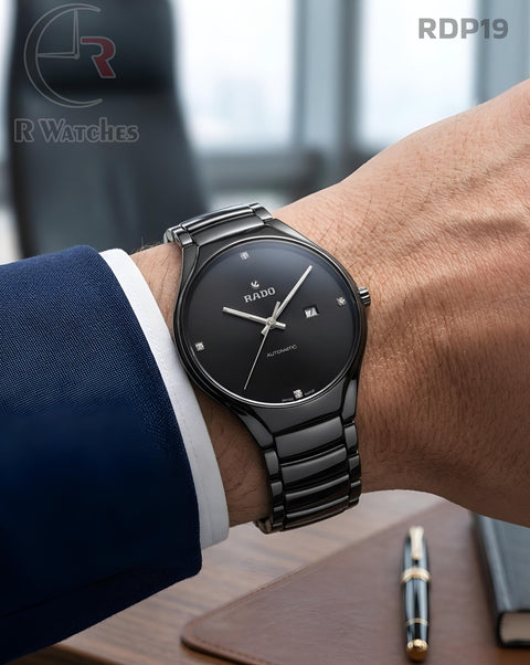 (OS2)🖤⭐ Rado Black Metal Silver Dial (RDP19)