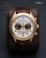 (OS)🖤⭐ Omega Leather Rose Gold White Brown (OML1)