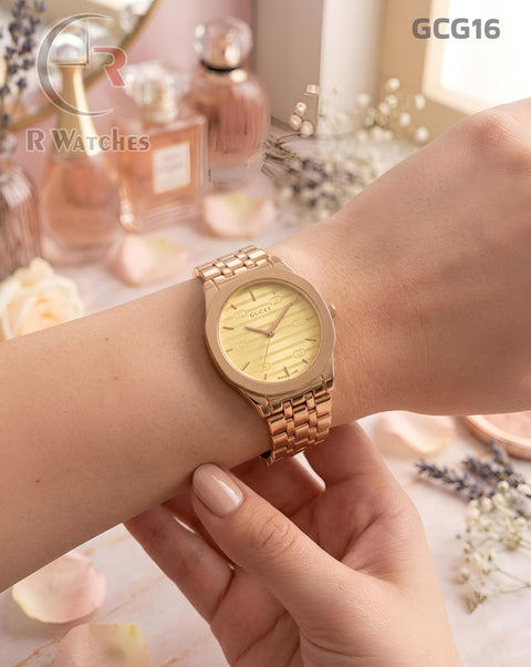 (OS)🖤⬆️🔁 Gucci girl's Rose Gold yellow (GCG16)