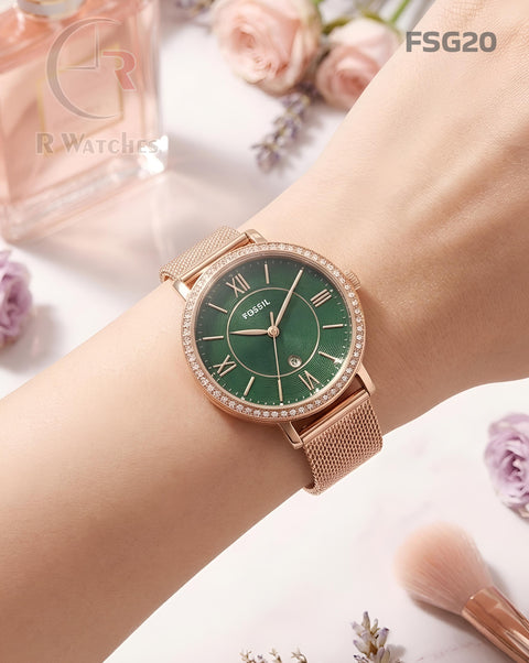 (SS)🖤⬆️⭐ Fossil Girls Rose Gold Green (FSG20)
