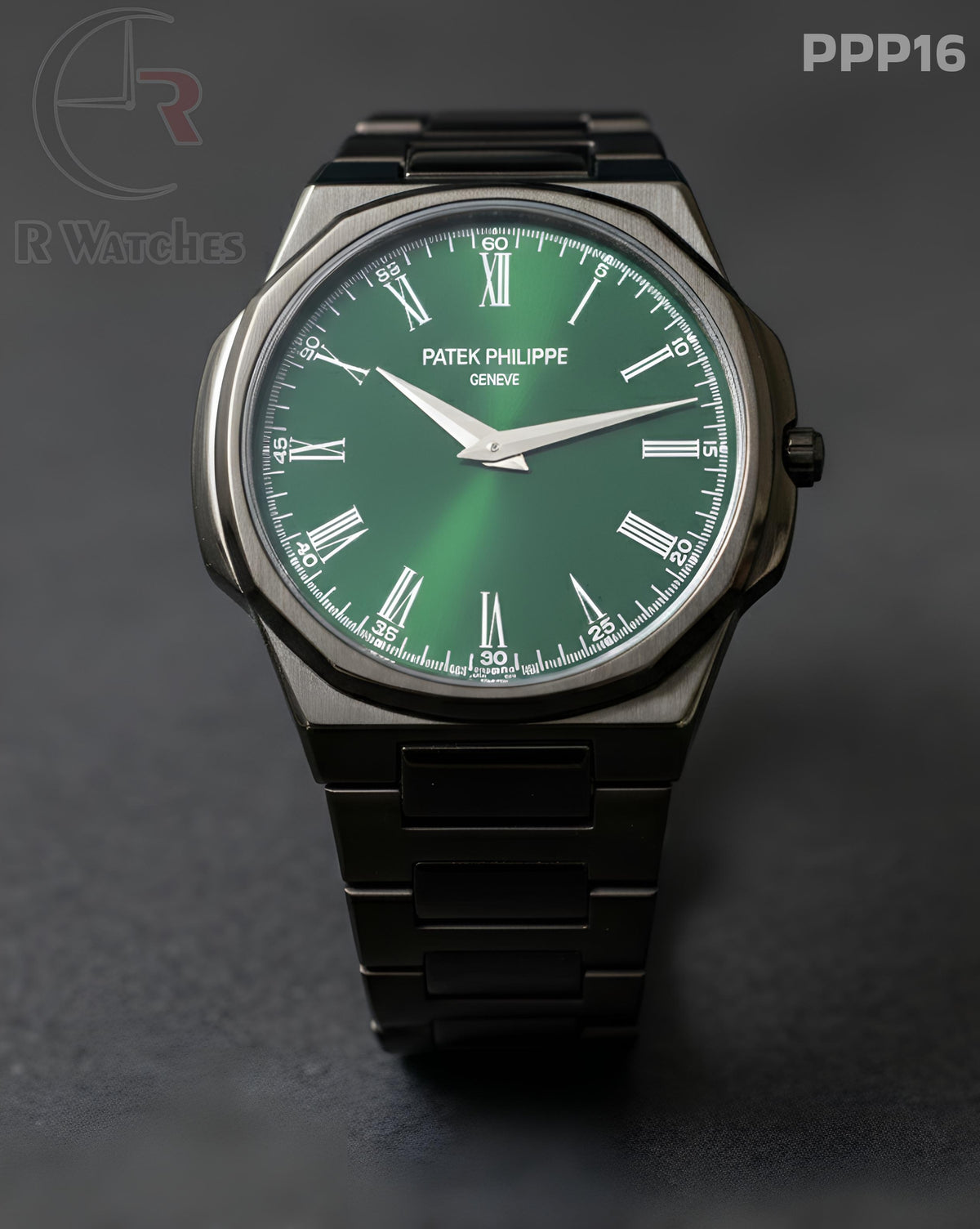 (OS)🖤⭐ Patek Philippe Black Green Roman Dial (PPP16)