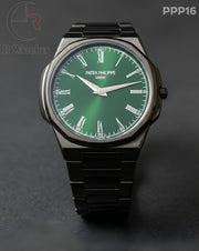 (OS)🖤⭐ Patek Philippe Black Green Roman Dial (PPP16)