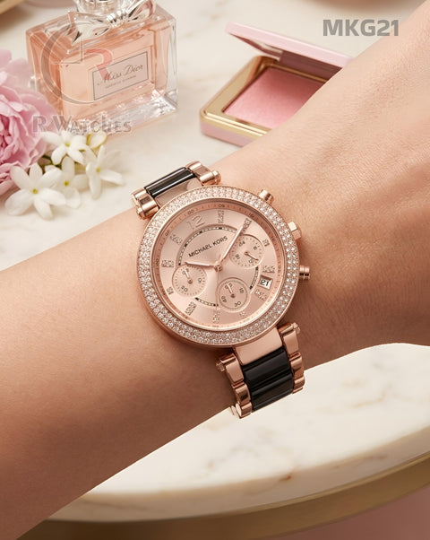 (SS)🖤⬆️⭐ MK Girls Black Rose Gold (MKG21)