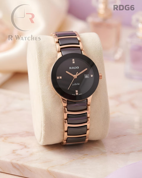 (OS)🖤⭐ Rado Girls Black Rose Gold (RDG6)