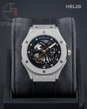 (OS)🖤 Hublot Machinery Leather Silver Black (HBL28)