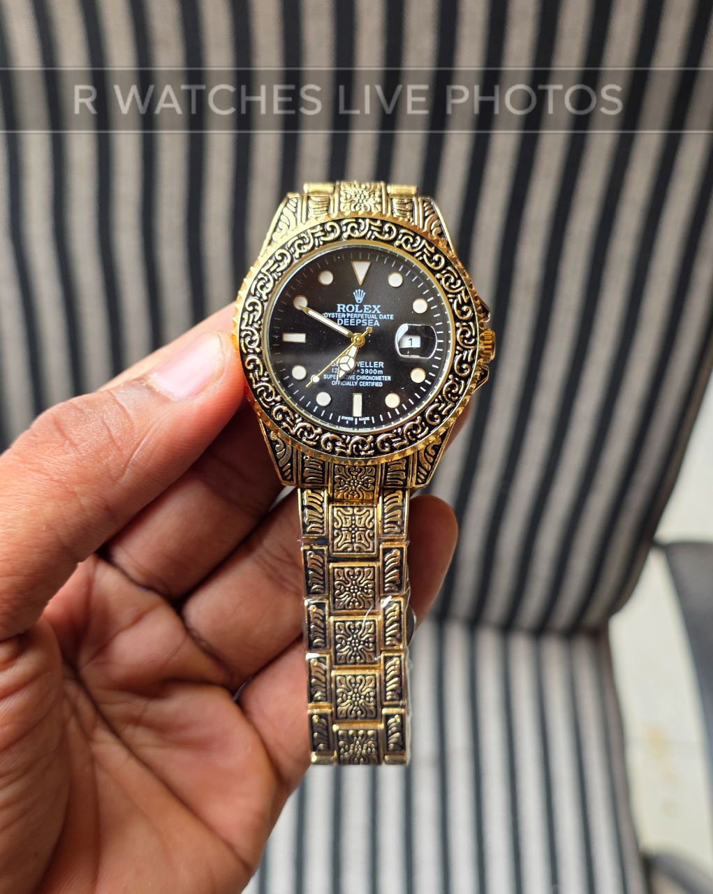 (SS)📷⬆️⭐ Rolex Rajwadi Gold Black Dial (RXP59)