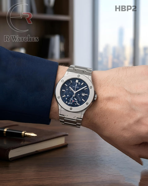 (OS)🖤⬆️⭐ Hublot Machinery Silver Nevy Blue (HBP2)