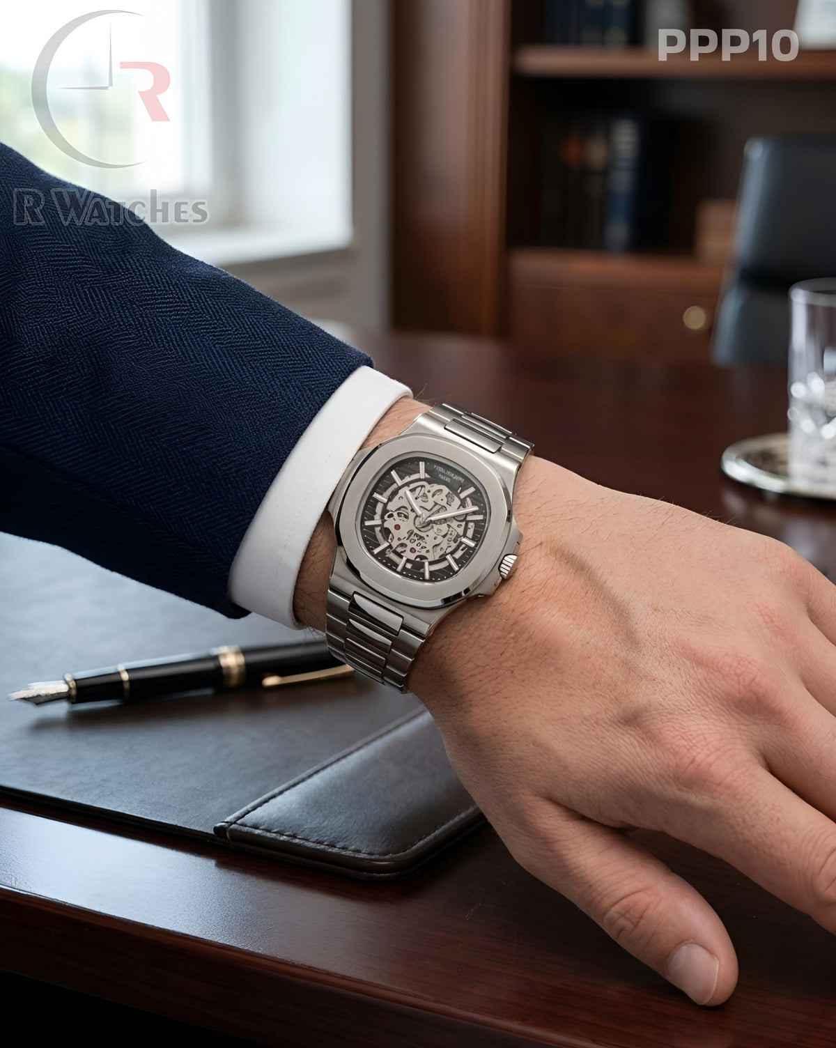 (OS2)🖤⬆️⭐🔁 Patek Philippe machinery silver black (PPP10)