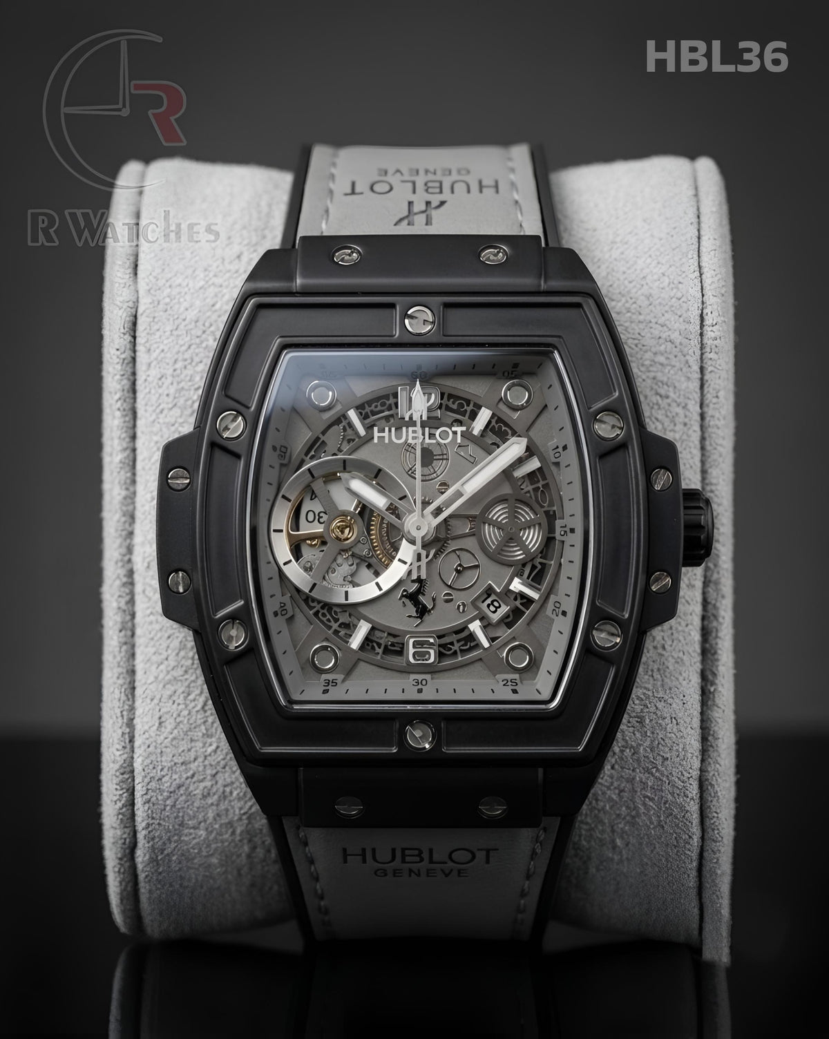 (SS)🖤⬆️ Hublot Leather Machinery Grey Black (HBL36)