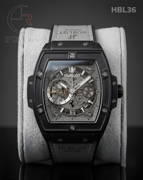 (OS)🖤 Hublot Leather Machinery Grey Black (HBL36)